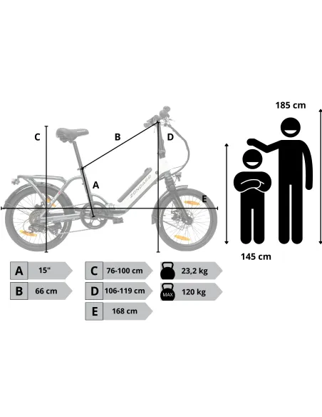 Rower Elektryczny Damski Męski Składany Koła 20" Miejski Składak 250 W LCD