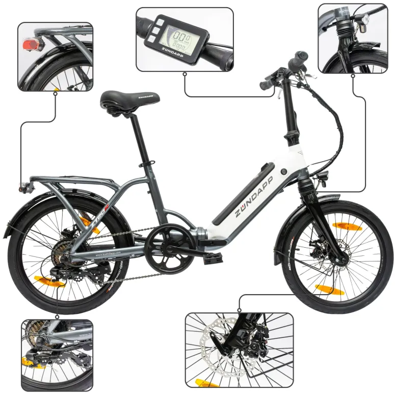 Rower Elektryczny Damski Męski Składany Koła 20" Miejski Składak 250 W LCD