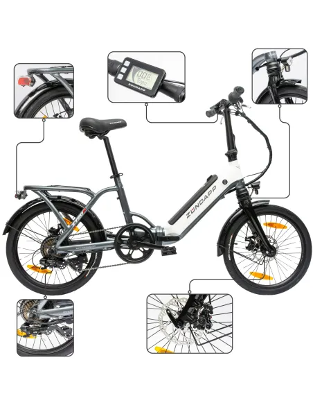 Rower Elektryczny Damski Męski Składany Koła 20" Miejski Składak 250 W LCD