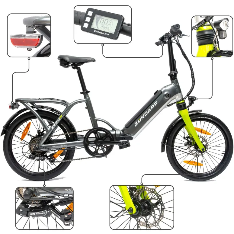 Elektryczny Rower Składany 20 Męski Damski Miejski Składak ALU Tarcze Bagaż
