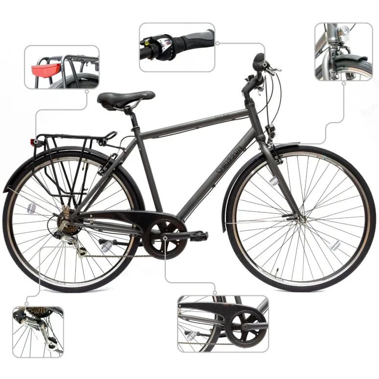 Rower Męski Miejski Koła 28" SHIMANO Bagażnik Błotniki Oświetlenie Lekki