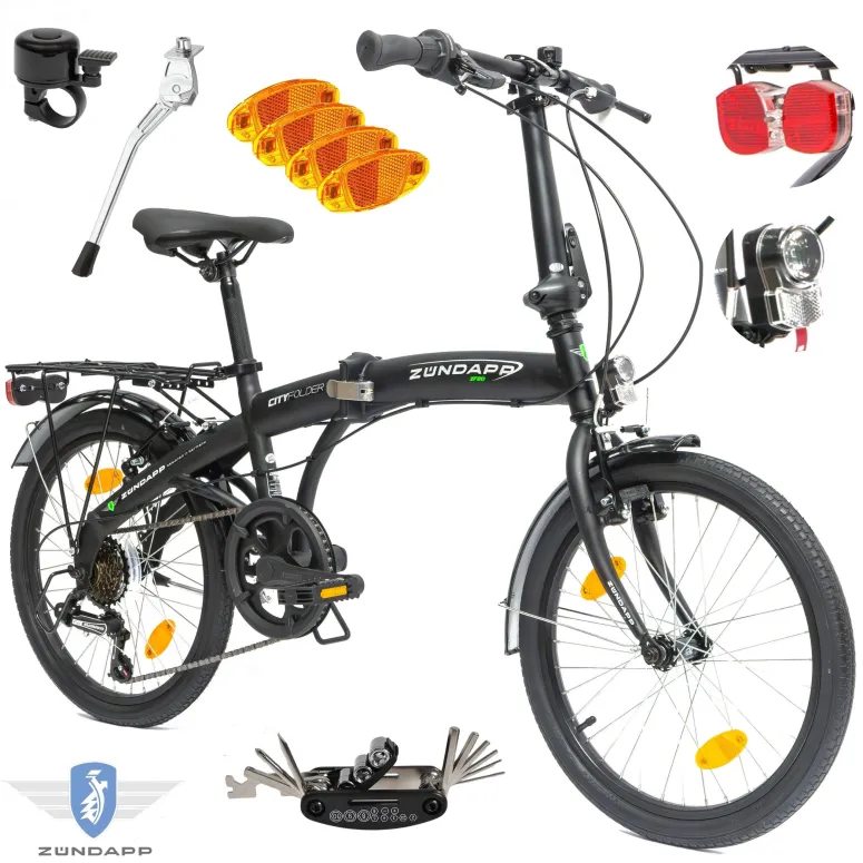 Rower Składany 20 Stal Męski Damski Miejski Składak Dzwonek Światła Bagaż