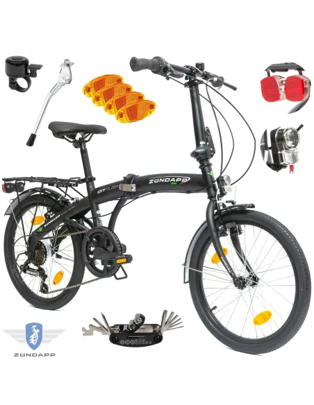 Rower Składany 20 Stal Męski Damski Miejski Składak Dzwonek Światła Bagaż