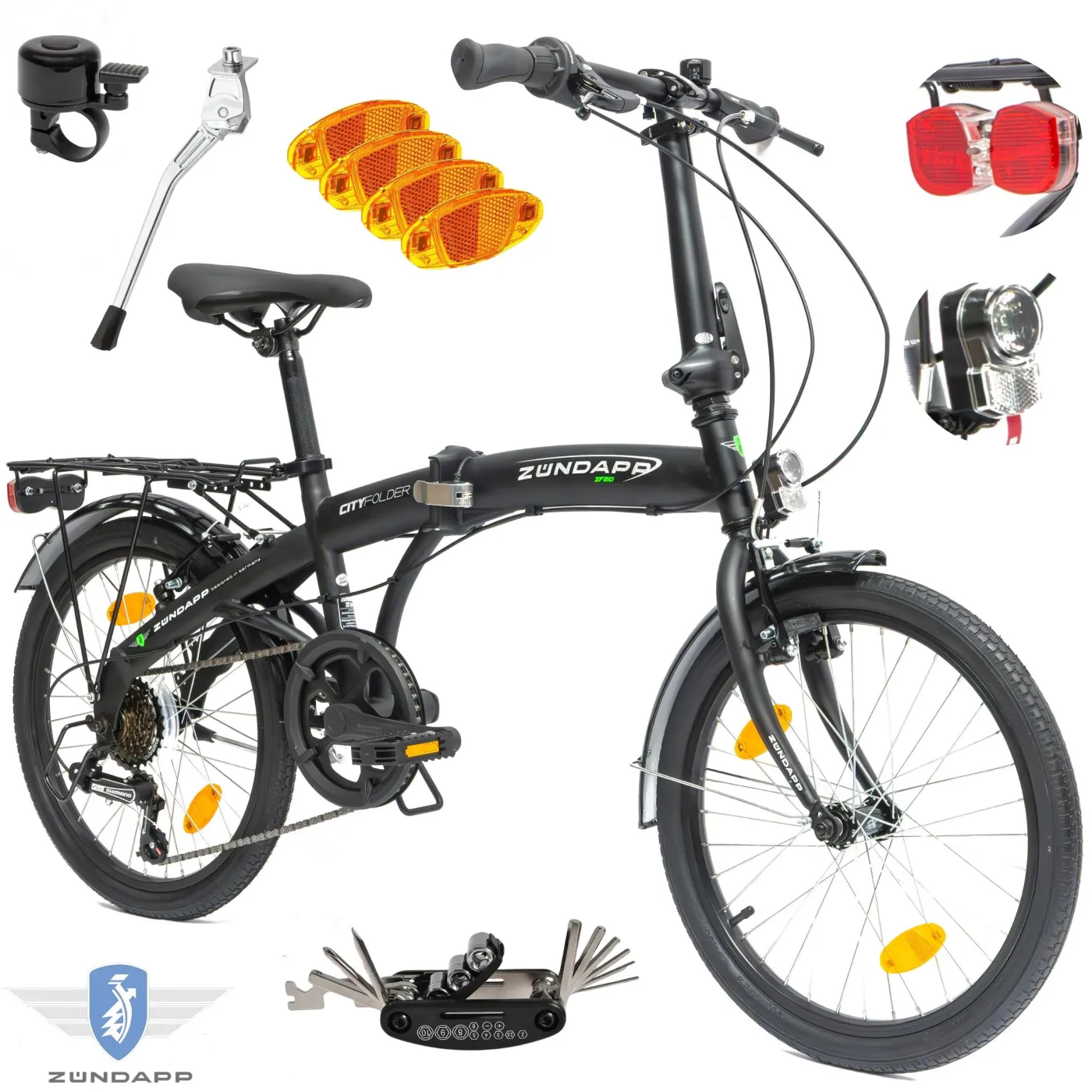 Rower Składany 20 Stal Męski Damski Miejski Składak Dzwonek Światła Bagaż