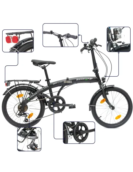 Rower Składany 20 Stal Męski Damski Miejski Składak Dzwonek Światła Bagaż