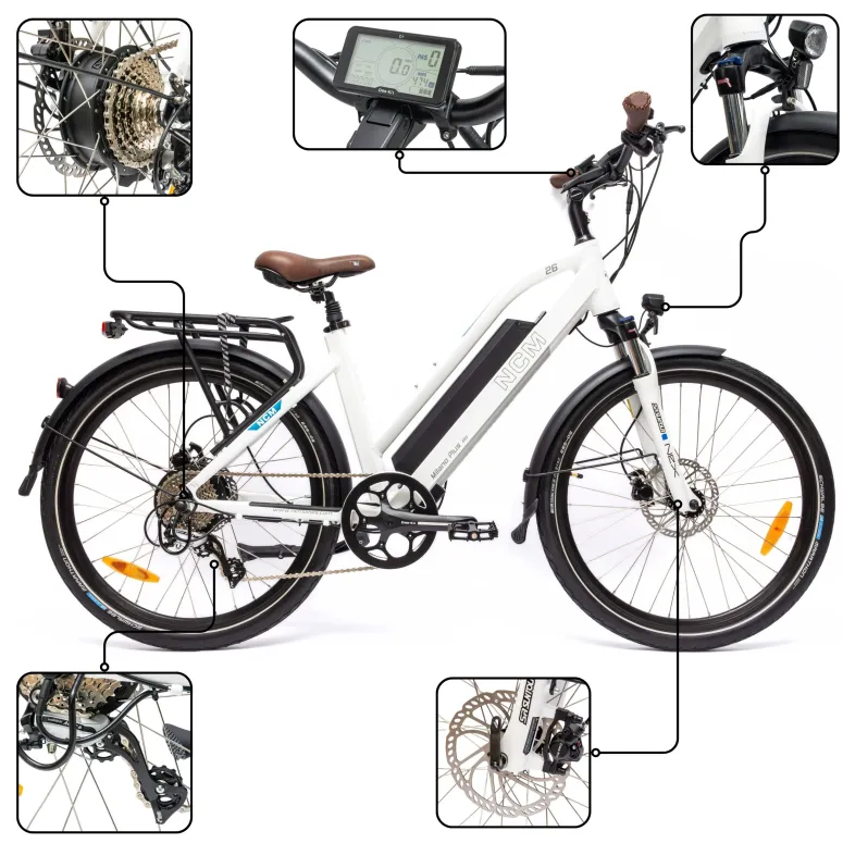 Rower Elektryczny Męski Damski Miejski Koła 26" SHIMANO Hydraulika 13 Ah