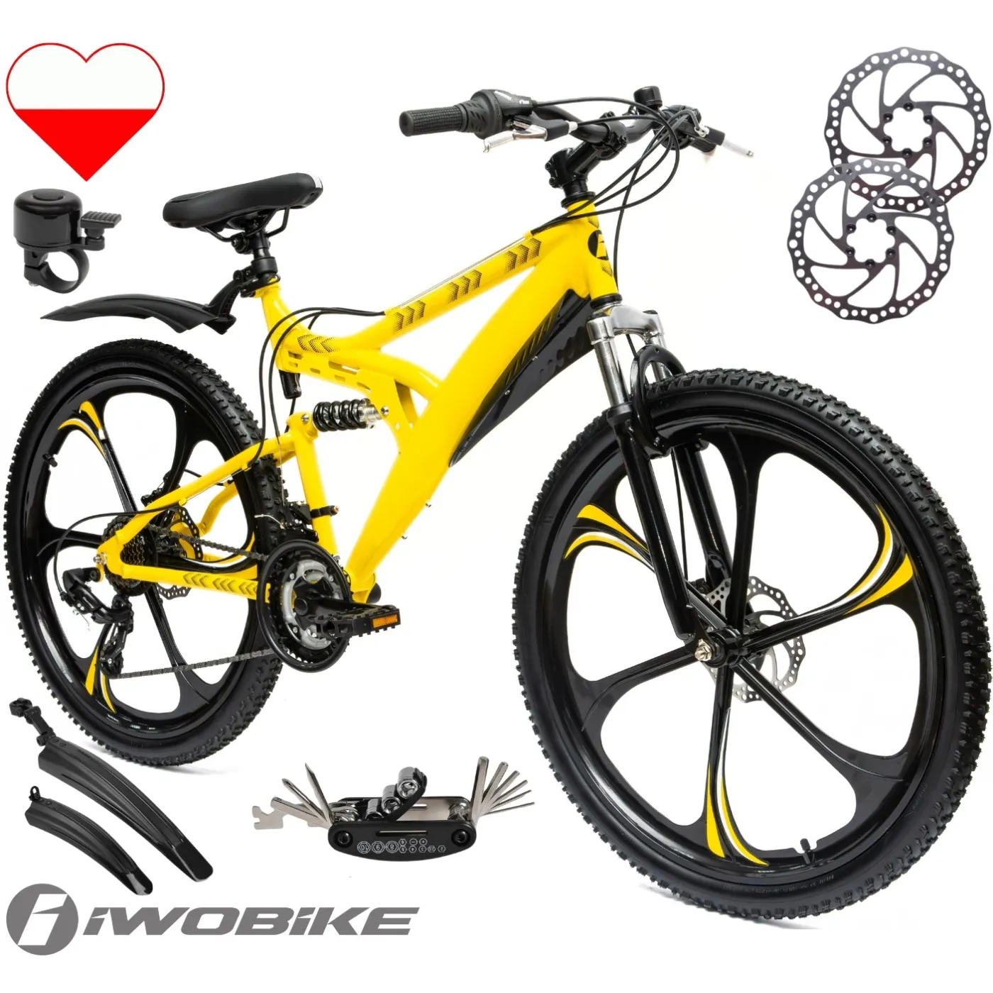 Rower Męski Damski Górski Koła 26 MTB Shimano IWOBIKE 2025 Full Amory Felgi