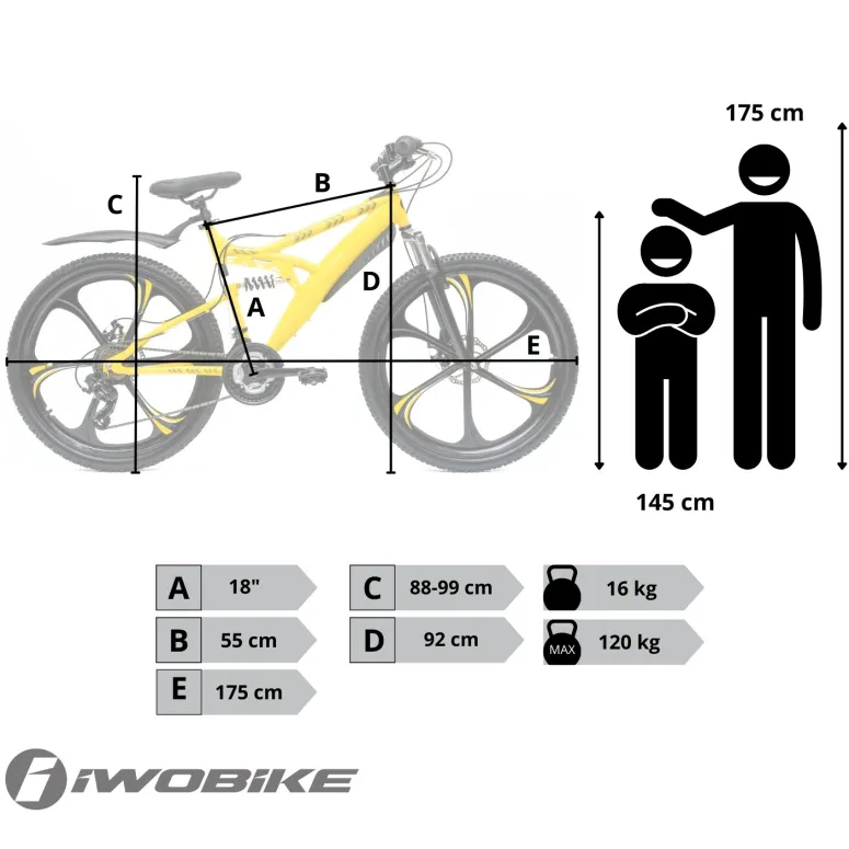 Rower Męski Damski Górski Koła 26 MTB Shimano IWOBIKE 2025 Full Amory Felgi