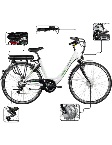 Rower Elektryczny Damski Miejski 28 250W Aluminium Shimano Bagażnik Światła