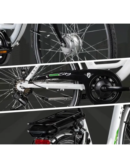 Rower Elektryczny Damski Miejski 28 250W Aluminium Shimano Bagażnik Światła