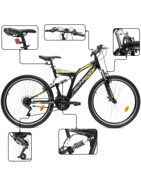 Rower Górski 26 Młodzieżowy Stal Pełna Amortyzacja Stopka Odblaski