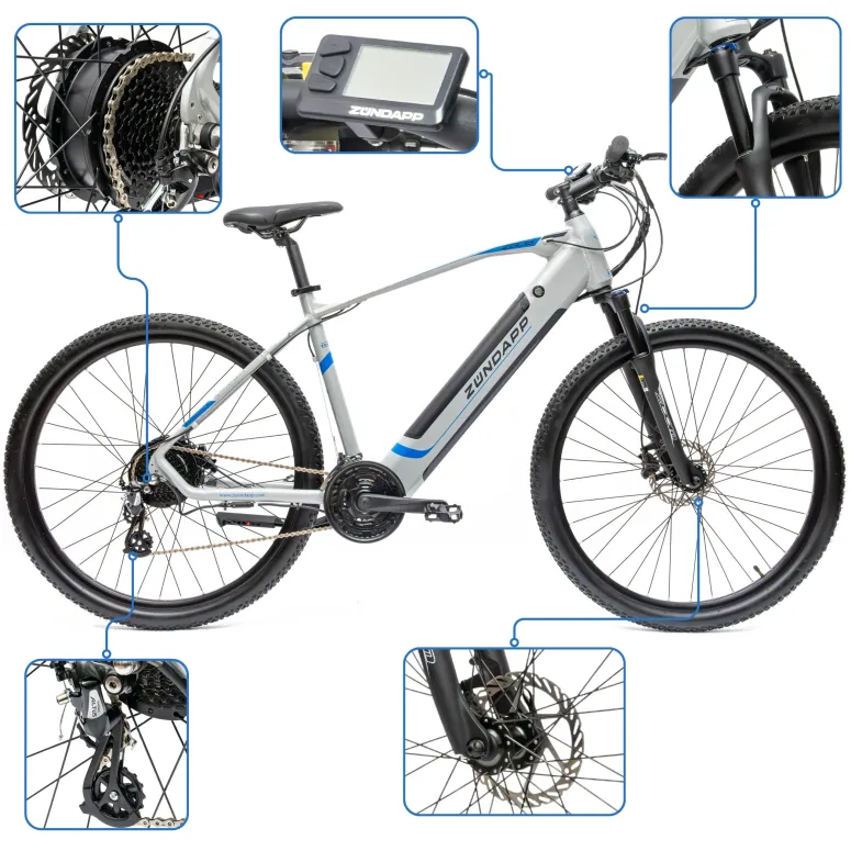 Rower Elektryczny Damski Męski Górski 29 MTB SHIMANO 250 W LCD Hydraulika