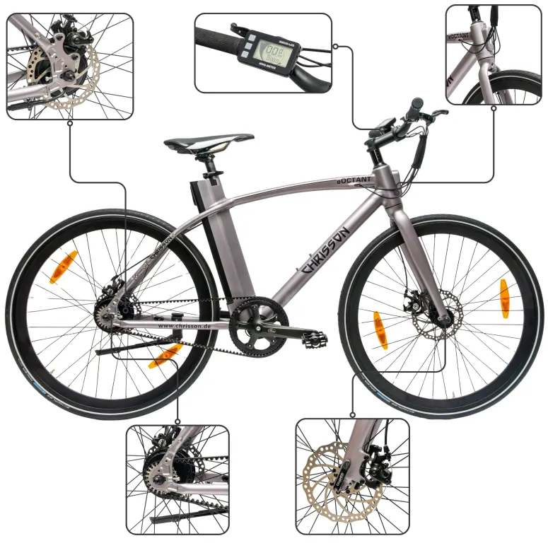 Rower Elektryczny Męski Trekkingowy Koła 28" LCD 250 W Aluminium Tarcze