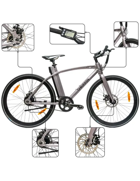 Rower Elektryczny Męski Trekkingowy Koła 28" LCD 250 W Aluminium Tarcze