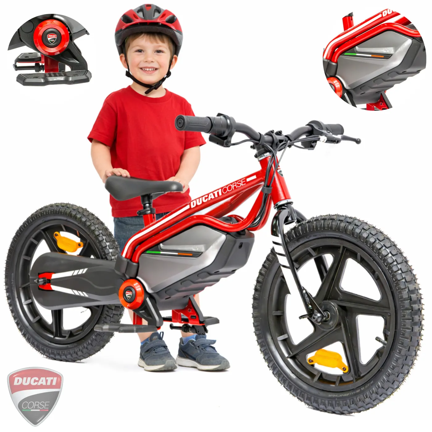 Motorower Dziecięcy Koła 16" do 12 km/h 150 W 5.2 Ah Odblaski Felgi