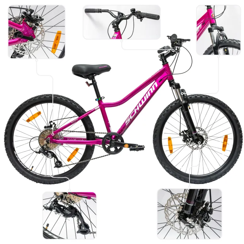 Rower Dziewczęcy Górski Koła 24" Junior MTB Aluminium Tarcze Amory SHIMANO