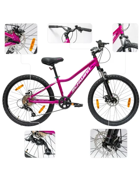 Rower Dziewczęcy Górski Koła 24" Junior MTB Aluminium Tarcze Amory SHIMANO