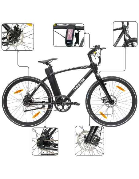 Rower Elektryczny Męski Trekkingowy Koła 28" LCD 250 W Tarcze Aluminium