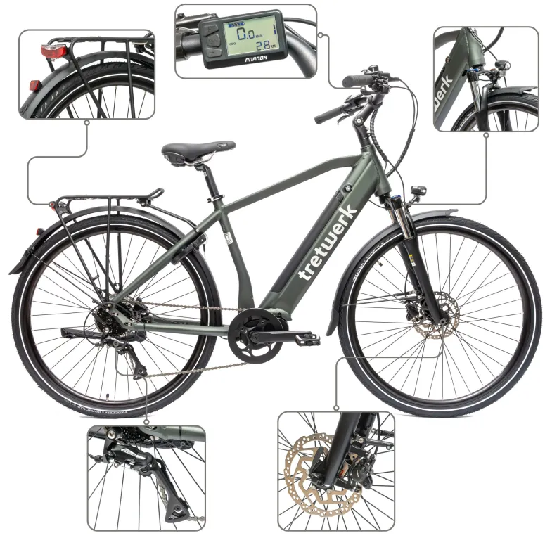 Rower Elektryczny Męski Trekkingowy 28" SHIMANO LCD 250 W Alu Hydraulika