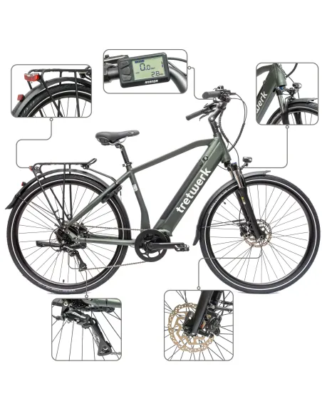 Rower Elektryczny Męski Trekkingowy 28" SHIMANO LCD 250 W Alu Hydraulika