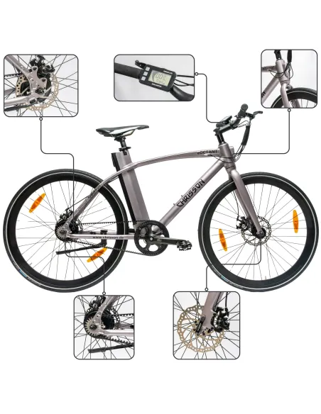 Rower Elektryczny Męski Trekkingowy Koła 28" LCD 250 W Aluminium Tarcze