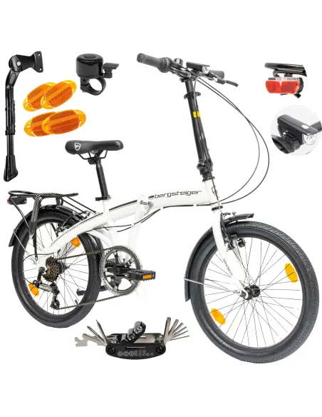 Rower Męski Damski Składany Koła 20" Błotniki Składak Bagażnik Oświetlenie