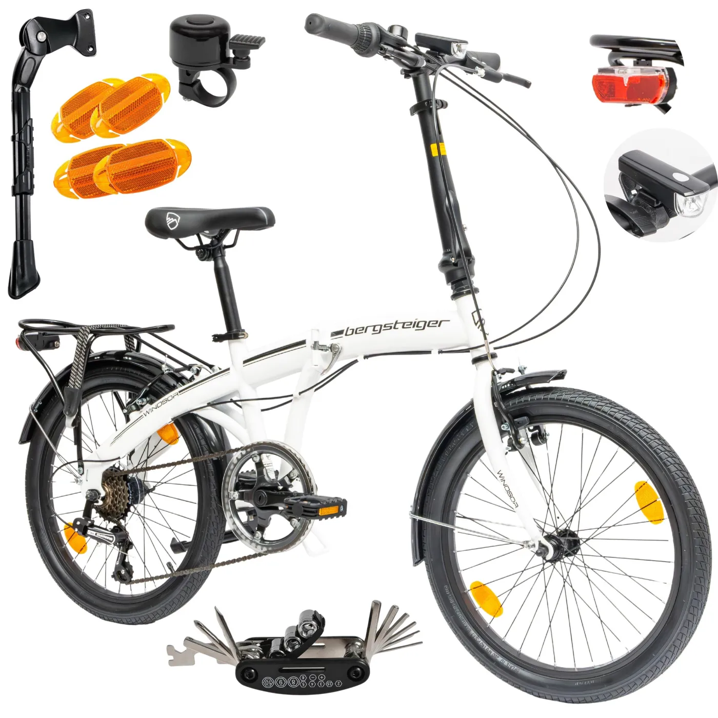 Rower Męski Damski Składany Koła 20" Błotniki Składak Bagażnik Oświetlenie