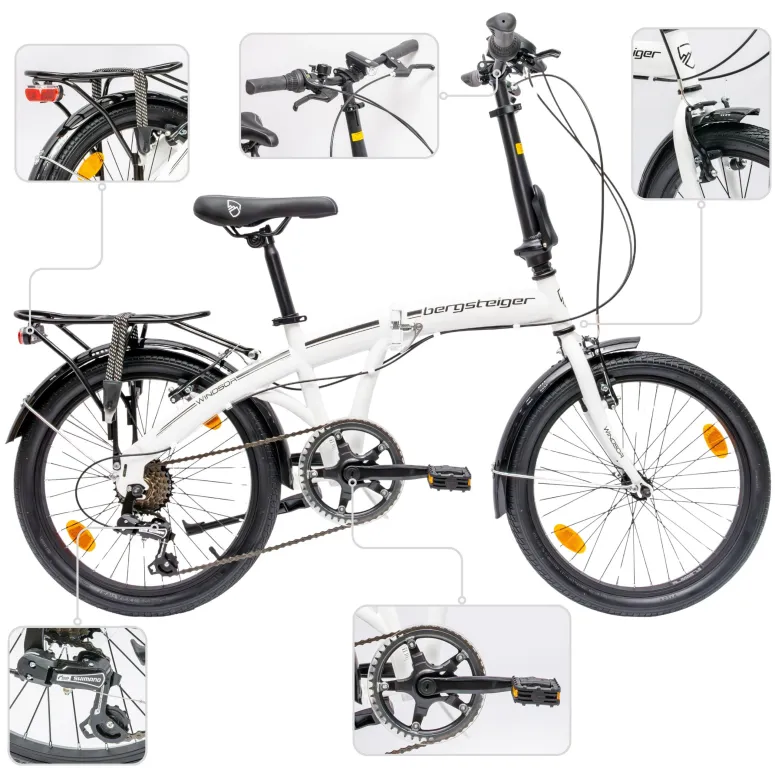 Rower Męski Damski Składany Koła 20" Błotniki Składak Bagażnik Oświetlenie