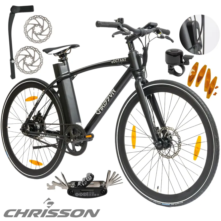 Rower Elektryczny Męski Trekkingowy 28" LCD 250 W ALU Oświetlenie Stopka