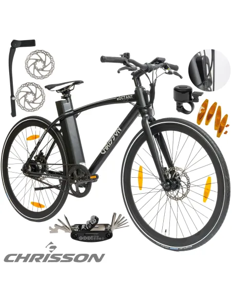 Rower Elektryczny Męski Trekkingowy 28" LCD 250 W ALU Oświetlenie Stopka