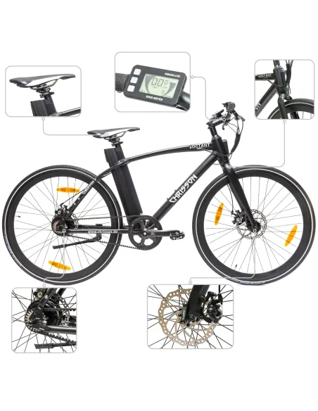 Rower Elektryczny Męski Trekkingowy 28" LCD 250 W ALU Oświetlenie Stopka
