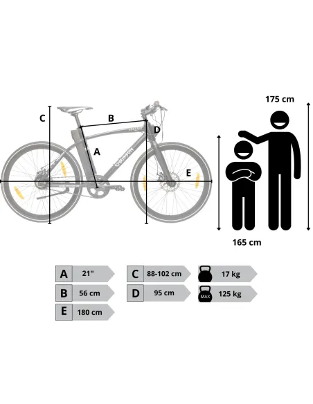 Rower Elektryczny Męski Miejski 28" LCD 250 W Aluminium Oświetlenie Stopka