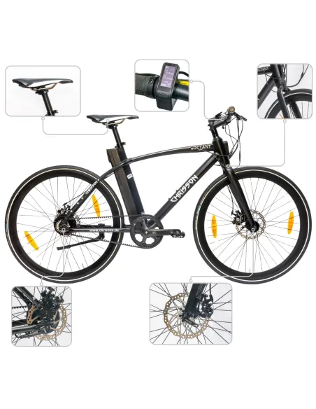 Rower Elektryczny Męski Miejski 28" LCD 250 W Aluminium Oświetlenie Stopka