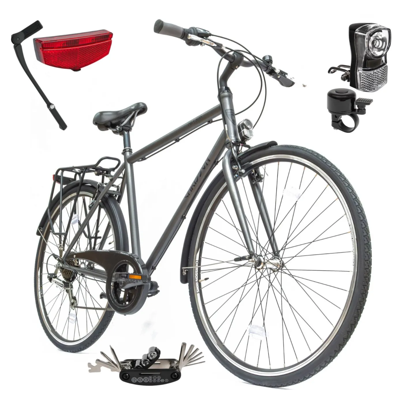 Rower Męski Miejski Koła 28" SHIMANO Bagażnik Błotniki Oświetlenie Lekki