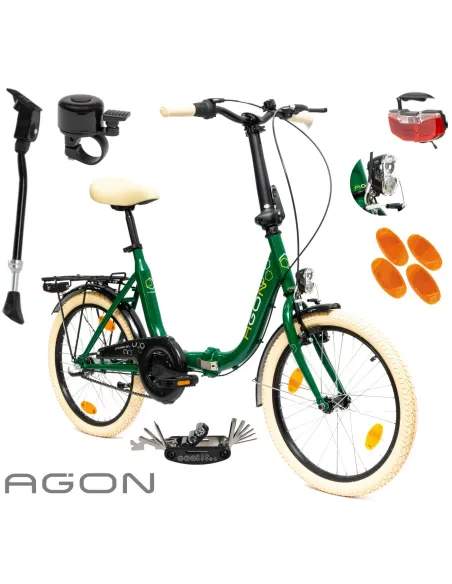 Rower Miejski Składany 20 Nexus 3 Kontra Dzwonek Światła Stopka Bagażnik