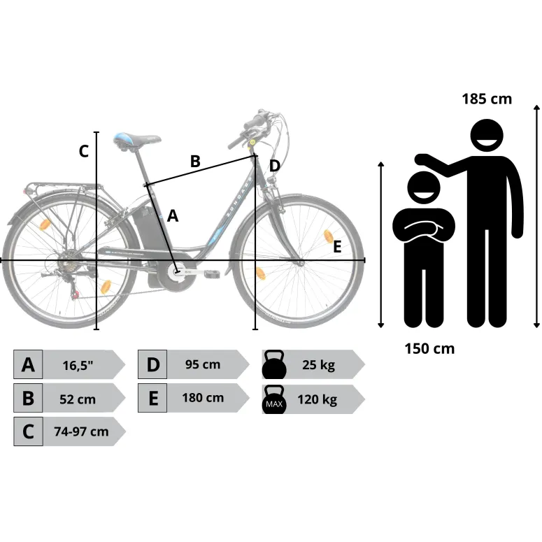 Rower Elektryczny Damski Miejski Koła 26" 250 W Wspomaganie 10Ah SHIMANO