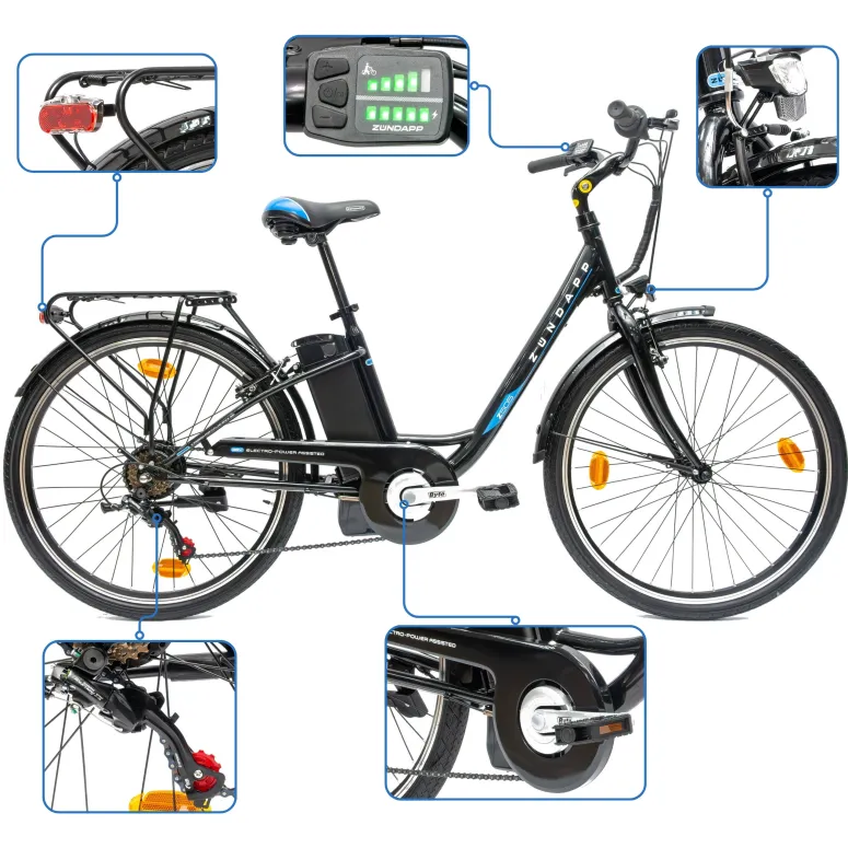 Rower Elektryczny Damski Miejski Koła 26" 250 W Wspomaganie 10Ah SHIMANO