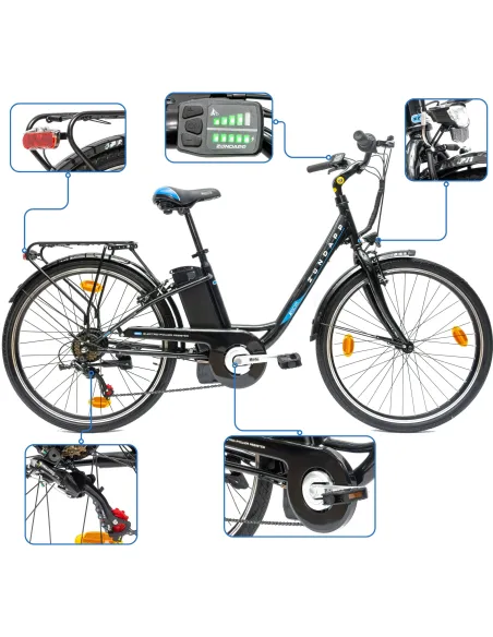 Rower Elektryczny Damski Miejski Koła 26" 250 W Wspomaganie 10Ah SHIMANO