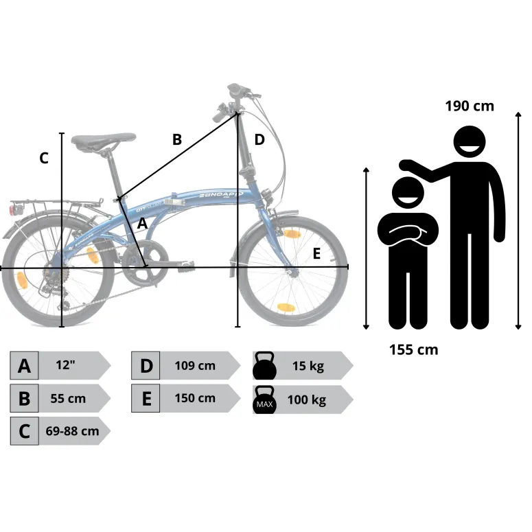 Rower Składany 20 Damski Męski Miejski Dzwonek Bagażnik Odblaski Światła