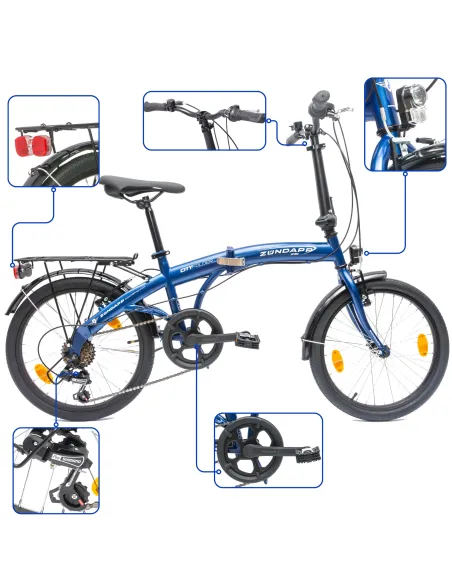 Rower Składany 20 Damski Męski Miejski Dzwonek Bagażnik Odblaski Światła