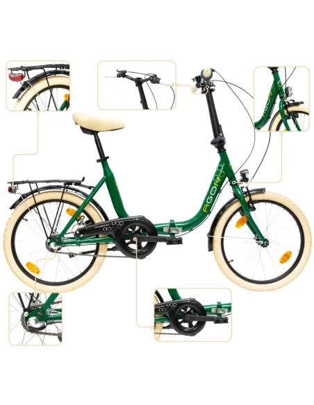Rower Miejski Składany 20 Nexus 3 Kontra Dzwonek Światła Stopka Bagażnik
