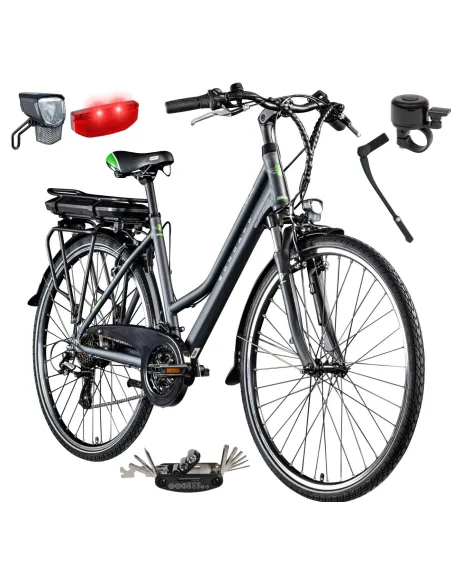 Elektryczny Rower Trekkingowy 28 ALU Wspomaganie 3 Tryby Damski Oświetlenie