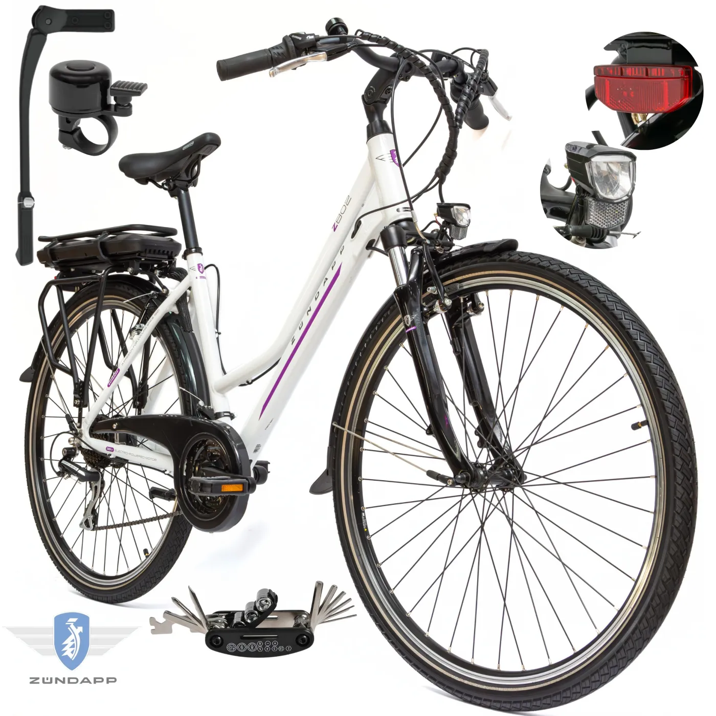 Elektryczny Rower Trekkingowy 28 Alu Bagażnik Światła Stopka Wspomaganie