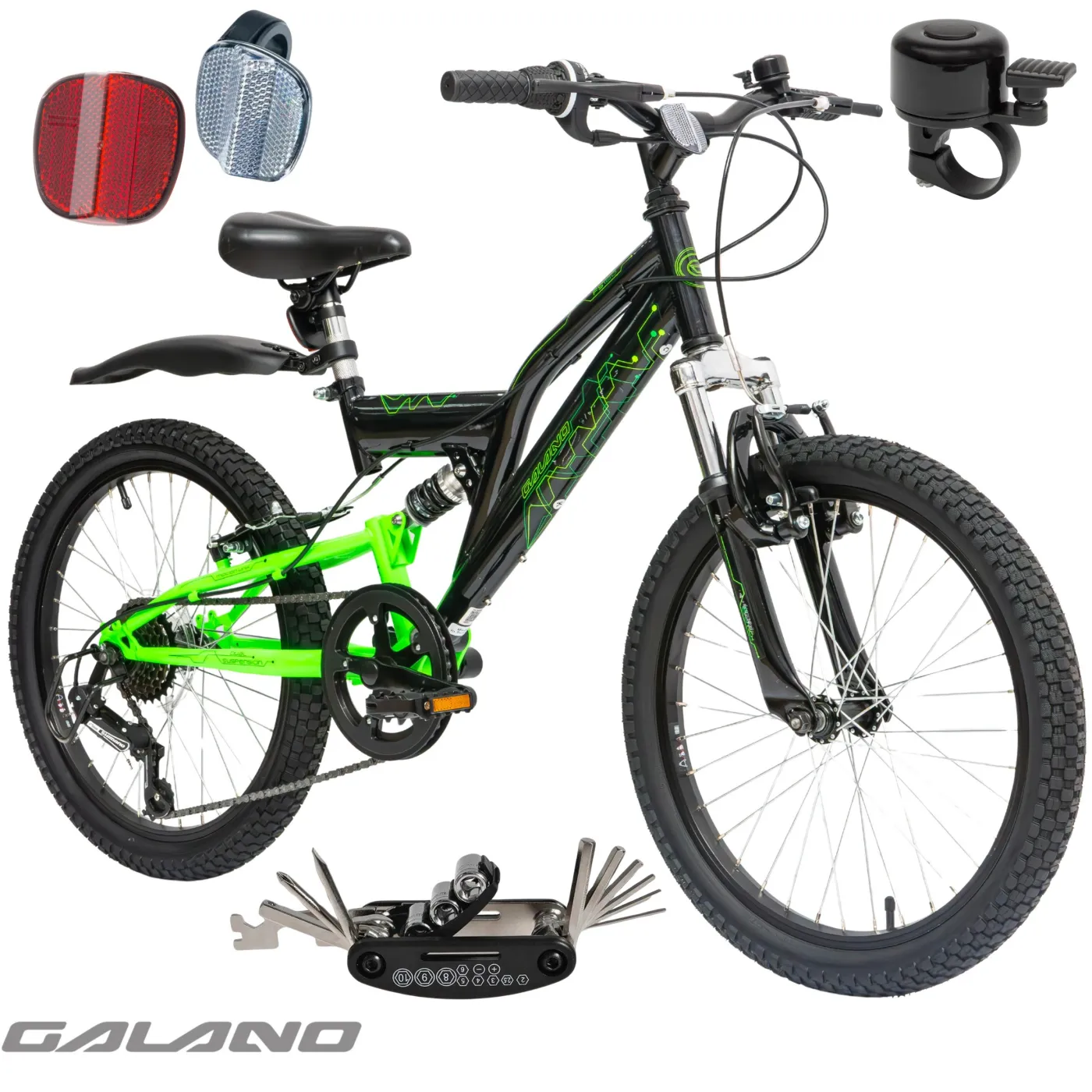 Rower Dziecięcy Chłopięcy Koła 20 SHIMANO Full Amortyzacja Dzwonek Odblaski