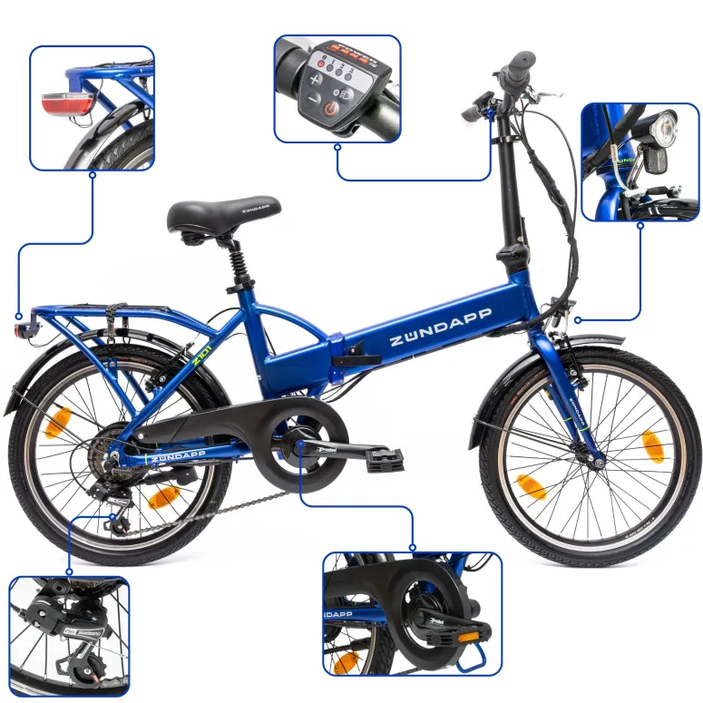 Rower Elektryczny Składany 20 Miejski 250W Składak ALU Wspomaganie 3 Tryby