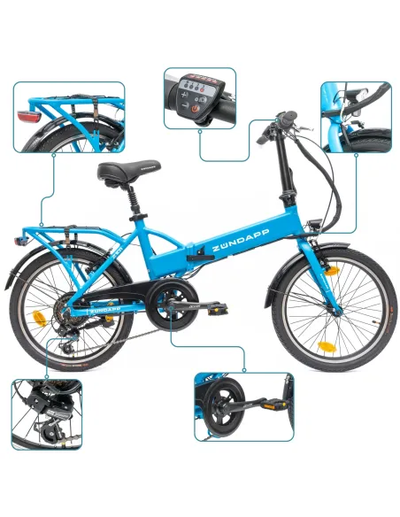 Rower Elektryczny Damski Męski Składany 20" SHIMANO 250 W Alu LED Składak