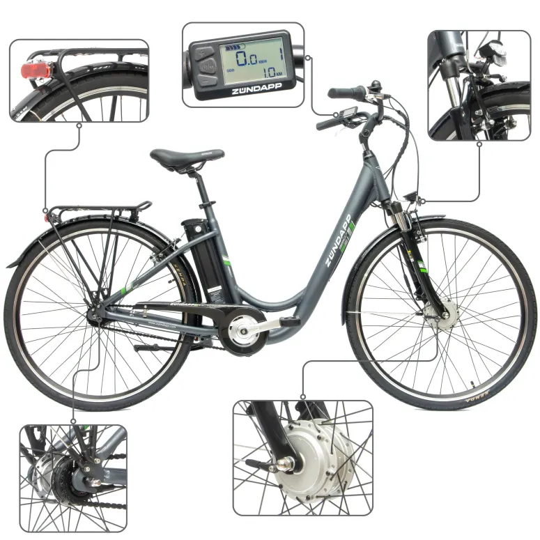 Elektryczny Rower Miejski 28 Shimano Nexus 7 ALU V-Brake Bagażnik Światła