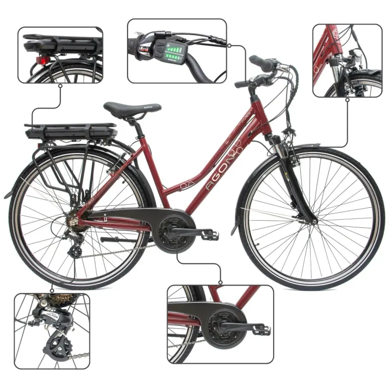 Rower Elektryczny Damski Miejski 28" SHIMANO Amory LED 250 W Alu Stopka