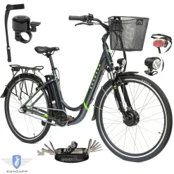 Rower Elektryczny Damski Męski Miejski Koła 28" SHIMANO Nexus LCD 250 W Alu