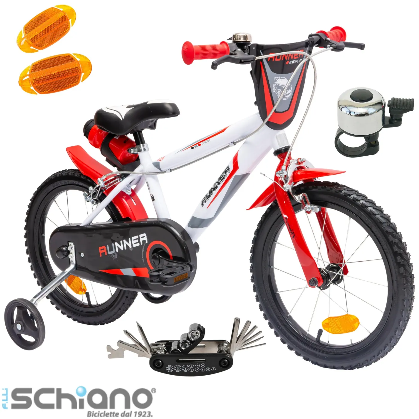 Rower Dziecięcy Chłopięcy 16" Kółka Boczne Bidon Błotniki Dzwonek 5 lat+